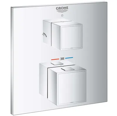 Unitate comanda Grohe Grohtherm Cube 24154000, aparenta, termostat, diverter, 2 iesiri, necesita set fixare, Crom
