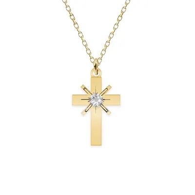 Elif - Colier personalizat cruce din argint 925 placat cu aur galben 24 Karate si Cristal Swarovski