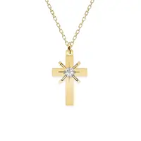 Elif - Colier personalizat cruce din argint 925 placat cu aur galben 24 Karate si Cristal Swarovski