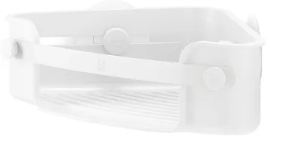 Organizator de perete de colt pentru baie Umbra - Adeziv Flex, 30 x 19 x 9 cm, alb