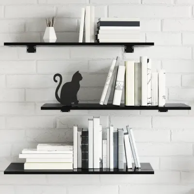 vidaXL Plăci bibliotecă, 8 buc. negru extralucios 80 x 30 x 1,5 cm PAL