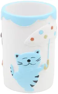 Suport pentru periuță de dinți pentru copii Inter Ceramic - Cat and Dog, 7.3 x 10.3 cm