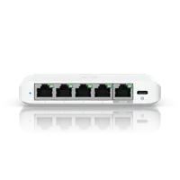 Ubiquiti USW-Flex-2.5G-5, 5 porturi RJ45 1/2.5 GbE, capacitate 25 Gbps, 1 adaptor de alimentare AC, 5V DC, 1A, 1 PoE (PairA 1, 2