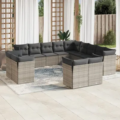 Gossi set mobilier de gradina cu perne, 13 piese, gri, poliratan
