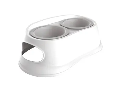 Castron dublu din plastic, pentru caini, M-PETS, 2 x 800 ml-10550501