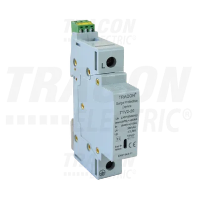 Descarcator de supratensiuni,AC,cl.2,elem.modular inlocuibil TTV2-20-1P 230 V, 50 Hz, 10/20 kA (8/20 us), 1P