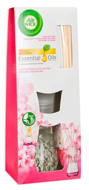 Odorizant cu bețișoare Air Wick - Magnolie si floari de cires, 25 ml