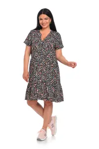 Rochie tunica vara DV22RT42 negru floral, Dress to Impress | marimea 36/38