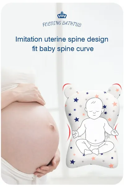 Cadita pentru bebelusi Little Mom King Blue cu pernuta reductor pliabila, dop cu senzor de temperatura, picioare solide si antiderapante, dimensiune 82 x 50 x 21.5 cm