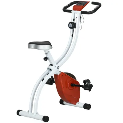 SPORTNOW Bicicleta de Exerciții Magnetică Pliabilă 8 Resistance din Oțel Roșu