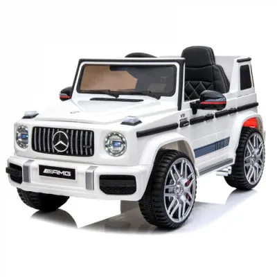 Masinuta electrica pentru copii Mercedes G63 AMG, 70W 12V, scaun tapitat, roti moi EVA, premium, alba