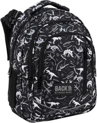 Ghiozdan școlar BackUp R - Black Dinosaurs, cu 3 compartimente
