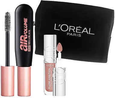 Set L'Oréal - Rimel pentru gene Air Volume 30H, 9.4 ml + Ulei pentru buze, 601 Worth It, 5 ml