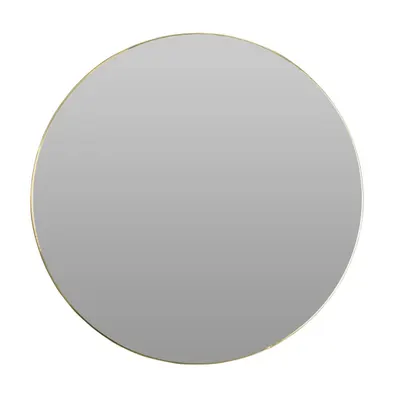 Oglindă de perete, ramă rotundă metalică, aurie, 75 cm