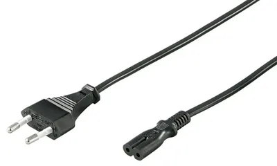 Cablu alimentare Euro la tip 2 pini 1.5m 2x0.75mm2 CUPRU 2.5A 250V negru