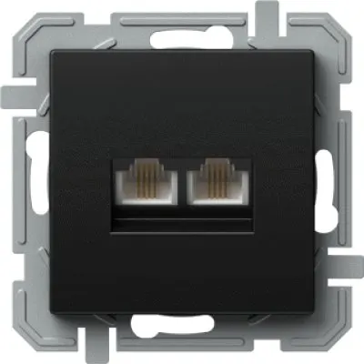 Priza Date Tel Ks Dubla, 2x Rj11 6/4 Negru, Tem Modul Tem-Kq38bkxo-U