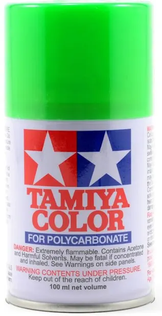 Vopsea spray Tamiya pentru suprafete transparente din policarbonat - PS-28 Fluorescent Green (100 ml) (TAM86028)