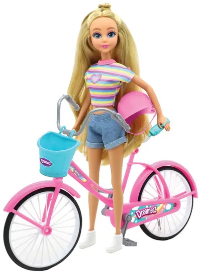 Set joc Dreameez - Păpușă cu bicicletă și cască