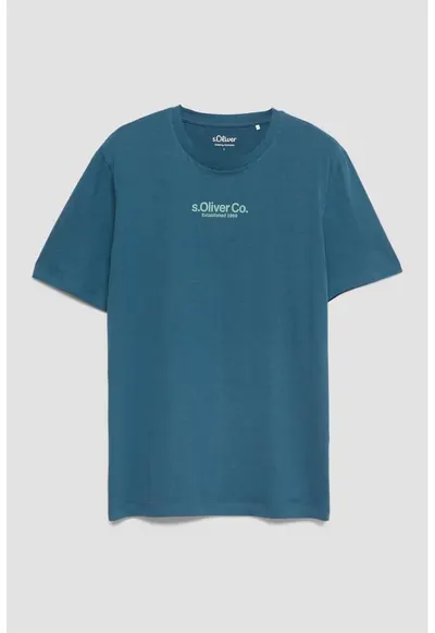 Tricou de bumbac cu imprimeu logo - Albastru petrol