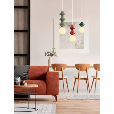 Lampa suspendata CLIO Mat Alb Metal Baza Red Ceramic & Acid Opal Sticla LED E14 1x5 Wat 220-240Volt IP20 Fara bec