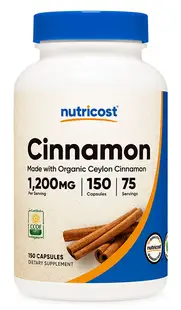 Organic Cinnamon, 150 capsule, Nutricost