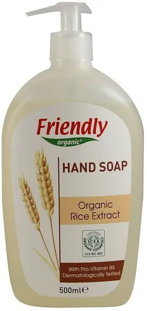 Sapun lichid de maini Friendly Organic - Cu extract de orez, 500 ml