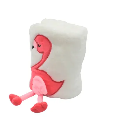 Păturică de pluș cu personaj flamingo