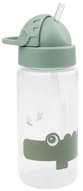 Sticlă cu pai Done by Deer - Croco, verde, 350 ml
