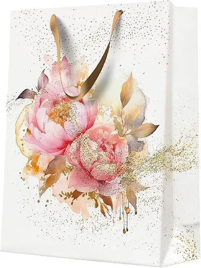 Punguță cadou PAW - Artistic Peony Seamless, 30 x 12 x 41 cm