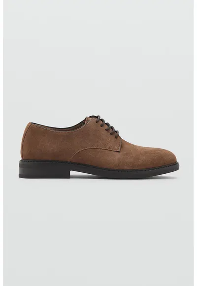 Pantofi din piele cu sireturi - Caramel