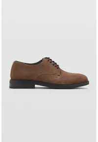 Pantofi din piele cu sireturi - Caramel