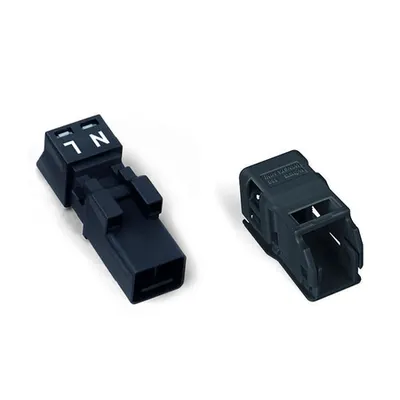 Plug; with strain relief housing; 2-pole; 1,50 mm²; black