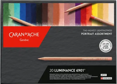 Set de creioane colorate Caran d'Ache Luminance 6901 - 20 de culori, portret