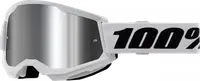 Ochelari cross atv 100% Strata 2 Junior White, lentila oglinda, culoare rama alb