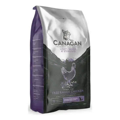 CANAGAN Light Senior & Sterilised, Pui, hrană uscată fără cereale pisici sterilizate senior, obezitate, 375g