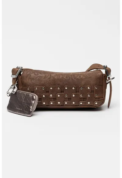 Geanta crossbody din piele ecologica cu etui detasabil - Maro