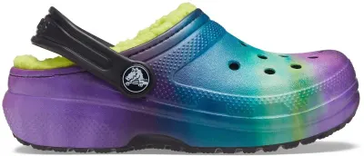 Saboți Crocs Kids' Classic Lined Out of this World Clog Negru - Black/Lime Punch