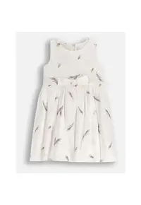 Rochie din tesatura - alba cu funda - bumbac si modal -
