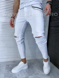 Blugi barbati conici albi 1016 D5