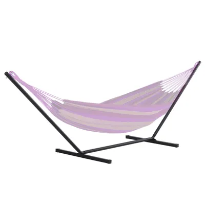 Outsunny Suport pentru Hamac, Capacitate Maximă 150Kg, Structură din Metal Rezistent, Negru, 360x92x115cm | Aosom Romania