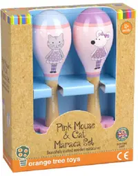 Set de maracasuri Orange Tree Toys - Șoarece și pisoi, roz