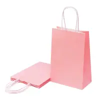 Sacoșe hârtie cu mâner răsucit - roz (set 12 buc) - Mică - 15x22x8cm