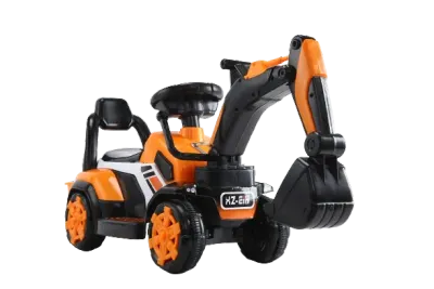 Mini excavator pentru copii 1-3 ani, Kinderauto BJXZ216 cu incarcator manual, standard, culoare portocalie