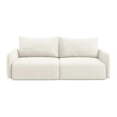 Canapea crem extensibilă/cu spațiu de depozitare cu tapițerie din catifea 238 cm Kalena – Makamii