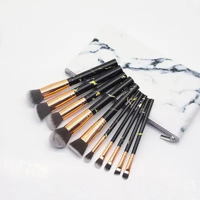 Set 10 Pensule Pentru Machiaj cu Portfard Marble - MAK04