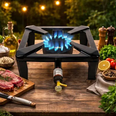 Pirostrie patrata cu Arzator din Fonta, 40 x 40 cm, Gaz GPL, 6.5 Kw