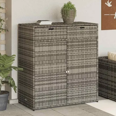 vidaXL Dulap depozitare de grădină, gri, 105x55x113 cm, poliratan