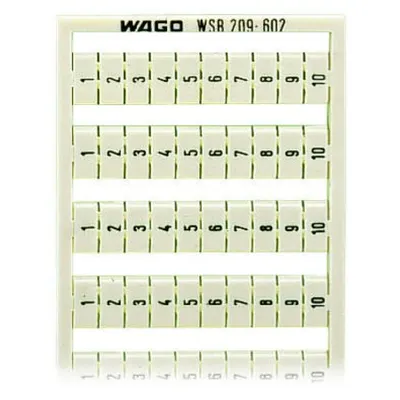 WSB marking card; as card; MARKED; 1 ... 10 (10x); not stretchable; Vertical marking; snap-on type; white