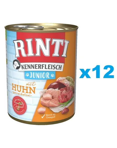 RINTI Kennerfleish Junior Chicken 12x400 g conserve cu pui, pentru catelusi