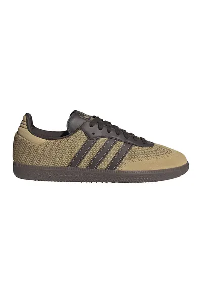 Pantofi sport cu aspect tricotat si garnituri din piele intoarsa Samba - Maro inchis/Maro camel